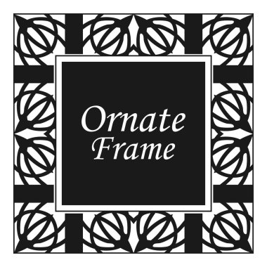 Vintage flourishes süs döner çizgiler çerçeve şablon vektör illüstrasyon. Tebrik kartları, düğün davetiyeleri, reklam veya diğer tasarım ve metin için yer için Viktorya sınırları.