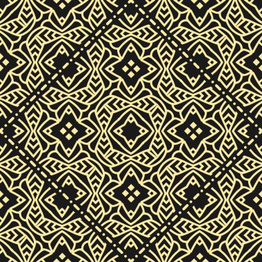 Modern altın art deco dikişsiz vintage duvar kağıdı deseni. Geometrik dekoratif arka plan