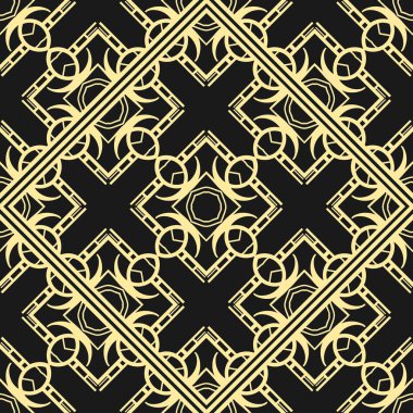 Modern altın art deco dikişsiz vintage duvar kağıdı deseni. Geometrik dekoratif arka plan