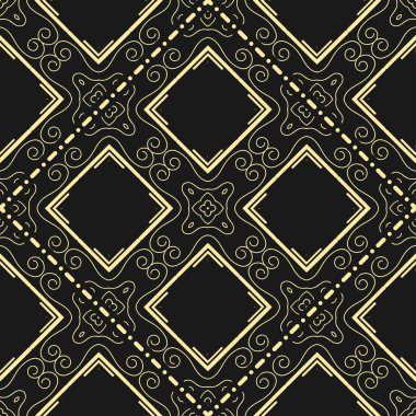 Modern altın art deco dikişsiz vintage duvar kağıdı deseni. Geometrik dekoratif arka plan