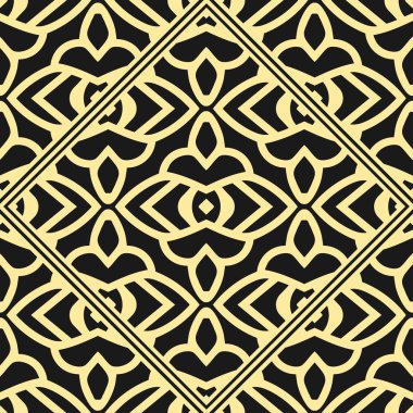 Modern altın art deco dikişsiz vintage duvar kağıdı deseni. Geometrik dekoratif arka plan