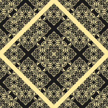 Modern altın art deco dikişsiz vintage duvar kağıdı deseni. Geometrik dekoratif arka plan