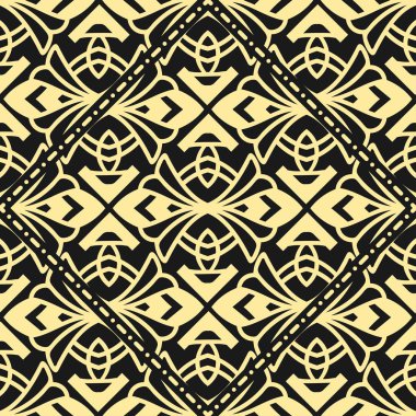 Modern altın art deco dikişsiz vintage duvar kağıdı deseni. Geometrik dekoratif arka plan