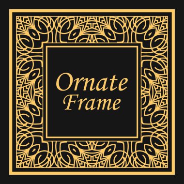 Süslü elemanları ile klasik vektör kare çerçeve. Metin için yer ile soyut modern Art Deco süsleme. Vintage desen