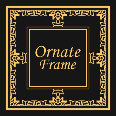 Süslü elemanları ile klasik vektör kare çerçeve. Metin için yer ile soyut modern Art Deco süsleme. Vintage desen