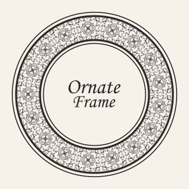 Dekoratif yuvarlak modern Art Deco çerçeve. Tasarım için şablon. Metin için yer ile zarif vektör elemanı. Vintage süslü sınır. Davetiyeler ve tebrik kartları için dantel illüstrasyon