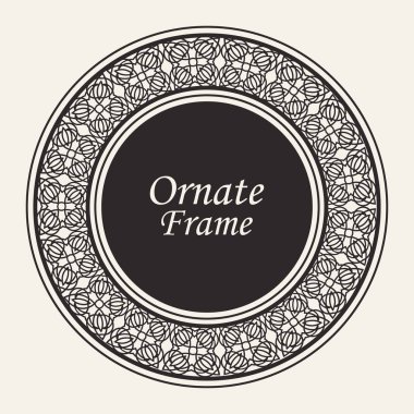 Dekoratif yuvarlak modern Art Deco çerçeve. Tasarım için şablon. Metin için yer ile zarif vektör elemanı. Vintage süslü sınır. Davetiyeler ve tebrik kartları için dantel illüstrasyon