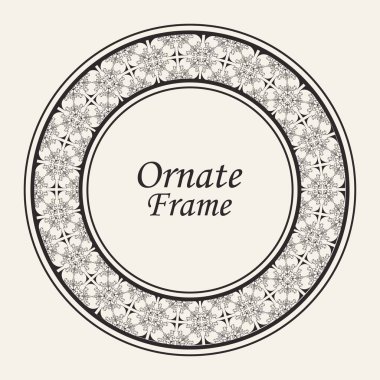 Dekoratif yuvarlak modern Art Deco çerçeve. Tasarım için şablon. Metin için yer ile zarif vektör elemanı. Vintage süslü sınır. Davetiyeler ve tebrik kartları için dantel illüstrasyon