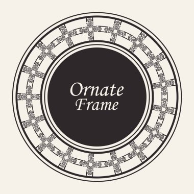 Dekoratif yuvarlak modern Art Deco çerçeve. Tasarım için şablon. Metin için yer ile zarif vektör elemanı. Vintage süslü sınır. Davetiyeler ve tebrik kartları için dantel illüstrasyon