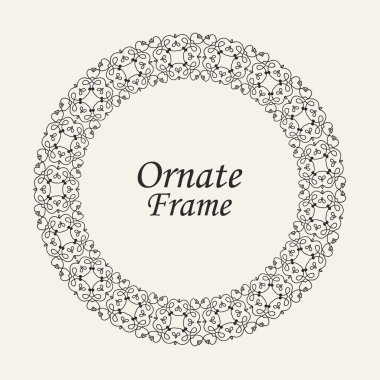 Dekoratif yuvarlak modern Art Deco çerçeve. Tasarım için şablon. Metin için yer ile zarif vektör elemanı. Vintage süslü sınır. Davetiyeler ve tebrik kartları için dantel illüstrasyon