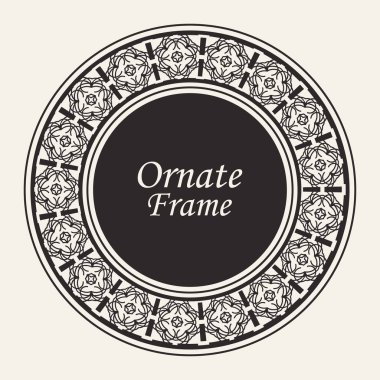Dekoratif yuvarlak modern Art Deco çerçeve. Tasarım için şablon. Metin için yer ile zarif vektör elemanı. Vintage süslü sınır. Davetiyeler ve tebrik kartları için dantel illüstrasyon