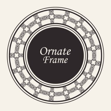 Dekoratif yuvarlak modern Art Deco çerçeve. Tasarım için şablon. Metin için yer ile zarif vektör elemanı. Vintage süslü sınır. Davetiyeler ve tebrik kartları için dantel illüstrasyon
