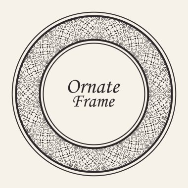 Dekoratif yuvarlak modern Art Deco çerçeve. Tasarım için şablon. Metin için yer ile zarif vektör elemanı. Vintage süslü sınır. Davetiyeler ve tebrik kartları için dantel illüstrasyon