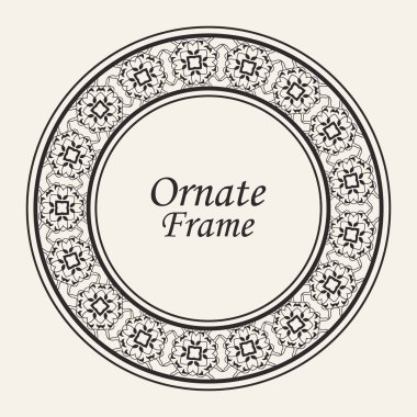 Dekoratif yuvarlak modern Art Deco çerçeve. Tasarım için şablon. Metin için yer ile zarif vektör elemanı. Vintage süslü sınır. Davetiyeler ve tebrik kartları için dantel illüstrasyon