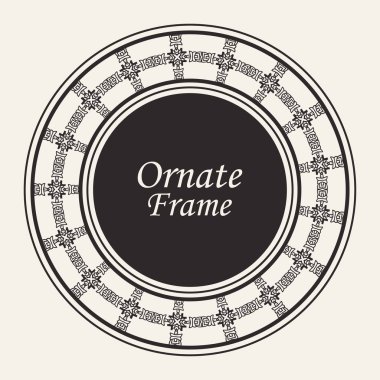 Dekoratif yuvarlak modern Art Deco çerçeve. Tasarım için şablon. Metin için yer ile zarif vektör elemanı. Vintage süslü sınır. Davetiyeler ve tebrik kartları için dantel illüstrasyon
