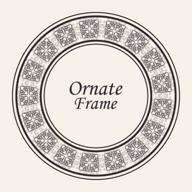 Dekoratif yuvarlak modern Art Deco çerçeve. Tasarım için şablon. Metin için yer ile zarif vektör elemanı. Vintage süslü sınır. Davetiyeler ve tebrik kartları için dantel illüstrasyon