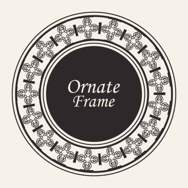 Dekoratif yuvarlak modern Art Deco çerçeve. Tasarım için şablon. Metin için yer ile zarif vektör elemanı. Vintage süslü sınır. Davetiyeler ve tebrik kartları için dantel illüstrasyon