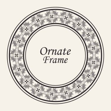 Dekoratif yuvarlak modern Art Deco çerçeve. Tasarım için şablon. Metin için yer ile zarif vektör elemanı. Vintage süslü sınır. Davetiyeler ve tebrik kartları için dantel illüstrasyon