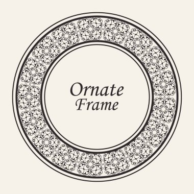 Dekoratif yuvarlak modern Art Deco çerçeve. Tasarım için şablon. Metin için yer ile zarif vektör elemanı. Vintage süslü sınır. Davetiyeler ve tebrik kartları için dantel illüstrasyon