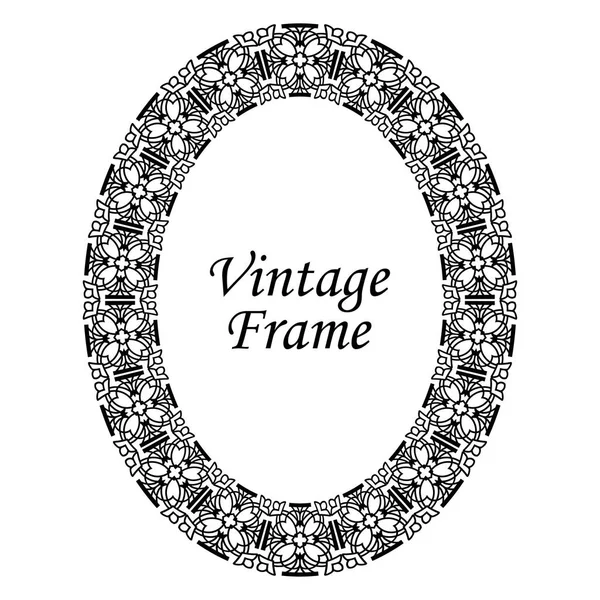 Decorative oval modern retro frame. Black border on white background — Stock Vector