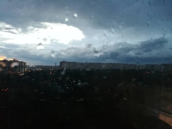 Arquitetura Edifício Cidade Cityscape Dia Iluminado Natureza Livre Chuva Silhueta — Fotografia de Stock