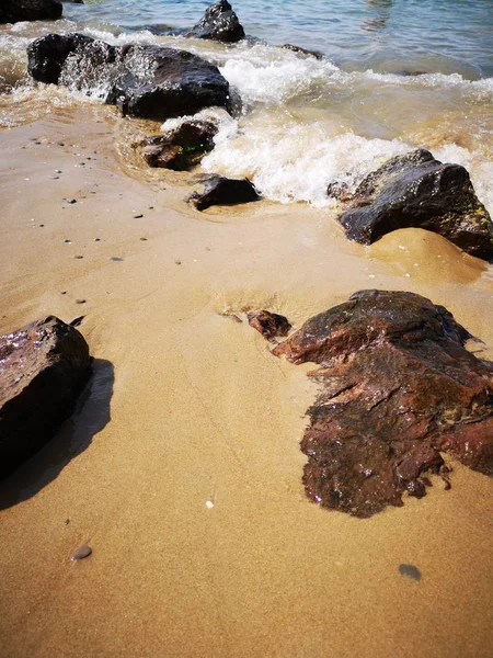 Strand Schönheit Der Natur Tag Hoch Winkel Blick Land Marine — Stockfoto