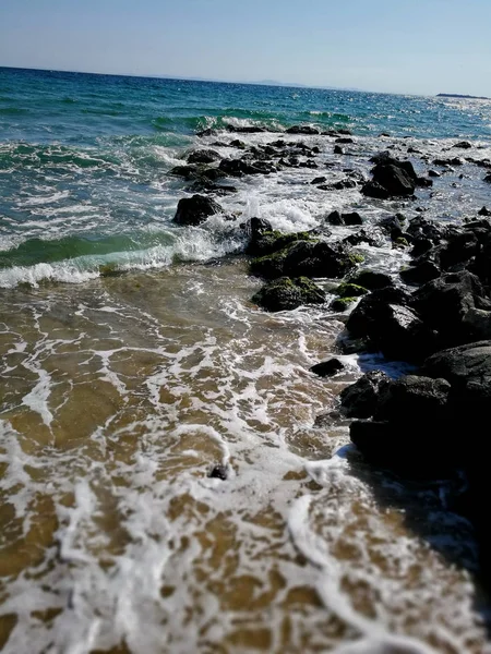 Víz Tengeri Horizont Alatt Föld Mozgásban Scenics Természet Szépségét Rock — Stock Fotó