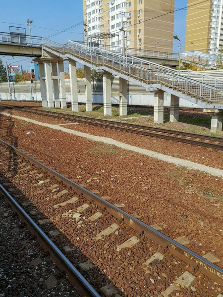 Built Structure Railroad Track Architecture Transportation Rail Building Exterior Day — Stock Photo, Image