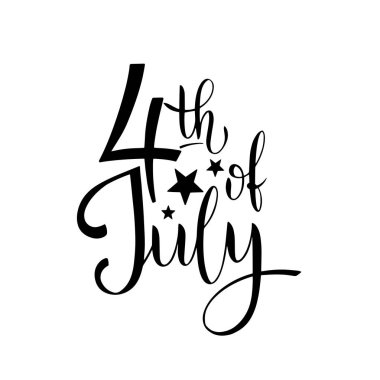 4 Temmuz. ABD Bağımsızlık günü. Davetiyeler, posterler, tebrik kartları için vektör öğeleri. T-shirt tasarım