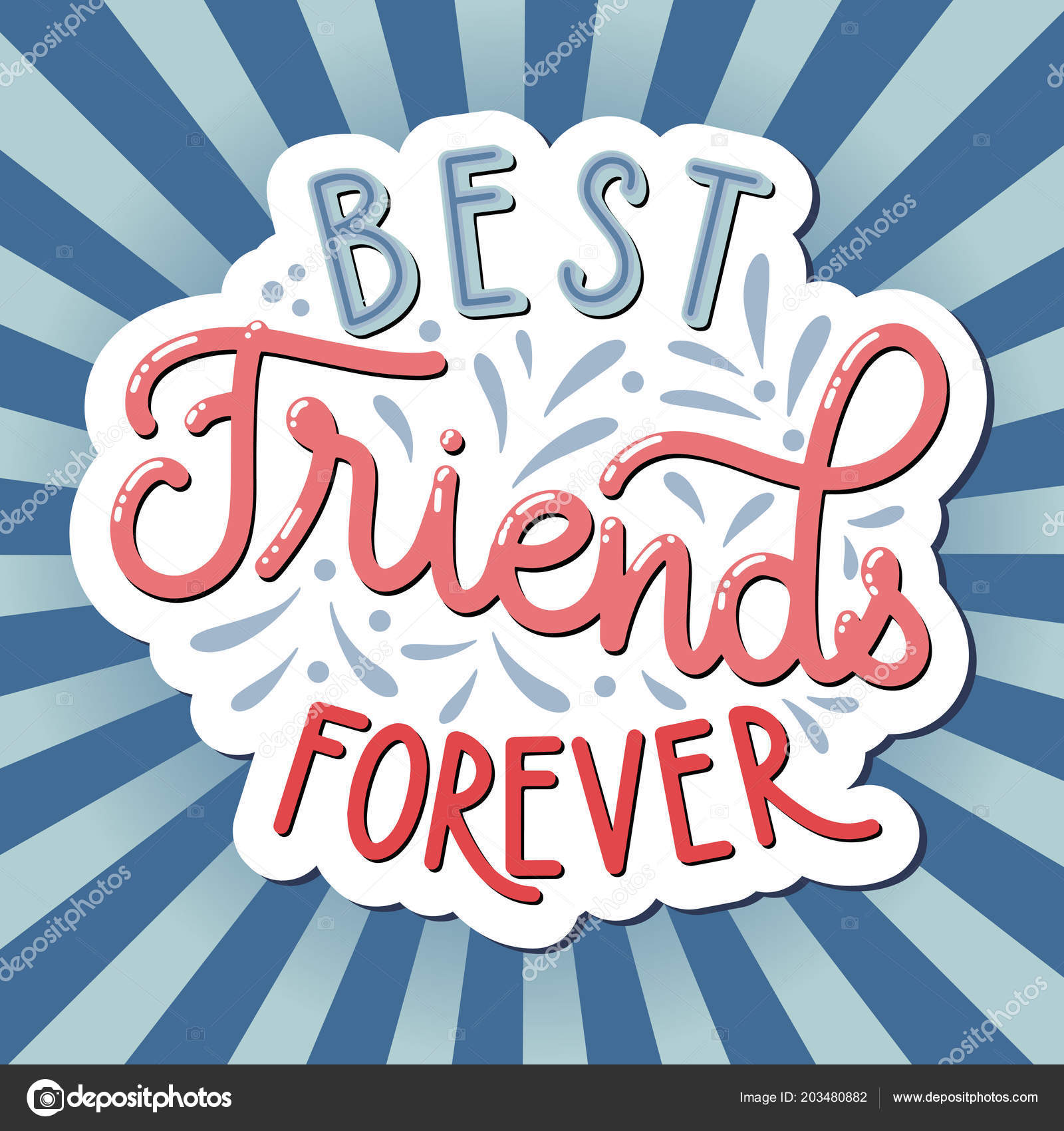 Bff Desenhado Mão Melhores Amigos Para Sempre Desenho Letras