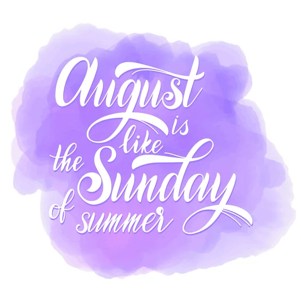 Hallo Augustus Belettering Augustus Als Zondag Van Zomer Elementen Voor — Stockvector