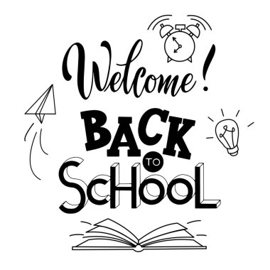 Elle çizilmiş yazı okula dönüş