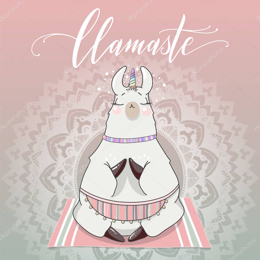 Lama in cartoon style. 