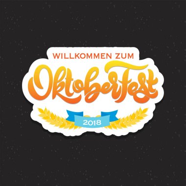 Oktoberfest vektör logo. Bira Festivali Afiş. Vektör çizim.