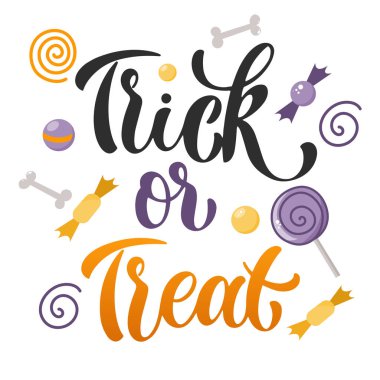 Mutlu Cadılar Bayramı el metin yazılmış. Vektör çizim.