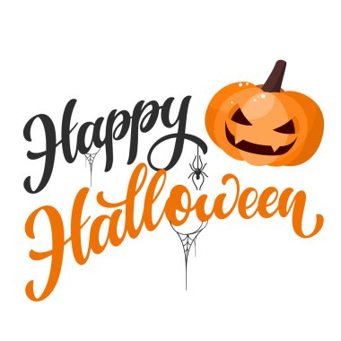 Mutlu Cadılar Bayramı el metin yazılmış. Vektör çizim.