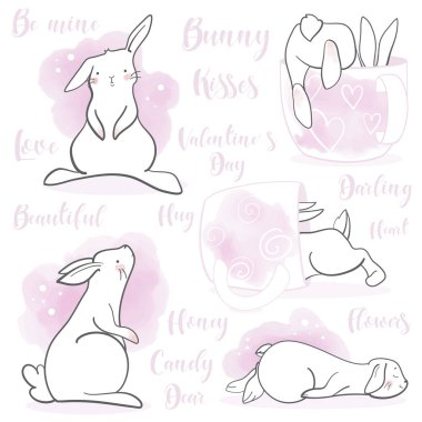 Sevimli tavşan çizgi film tarzı