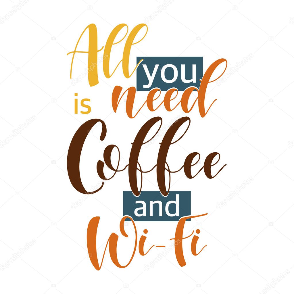 Lettering Sets of Coffee Quotes.