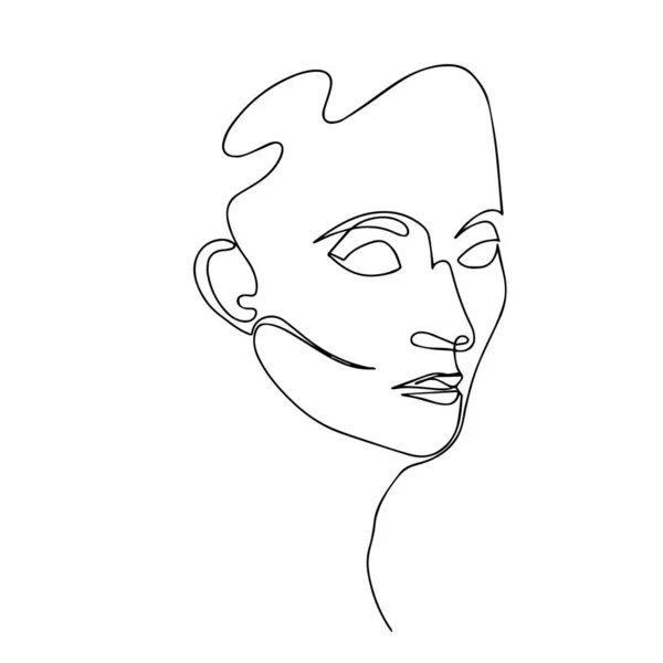 Desenho de linha contínua de cabeça de mulher. — Vetor de Stock