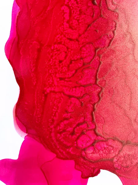 Aquarela rosa com respingo de ouro. Textura de tinta de álcool. — Fotografia de Stock