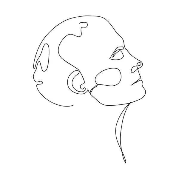 Continuous Line Drawing Of Woman Head — Stock Vector