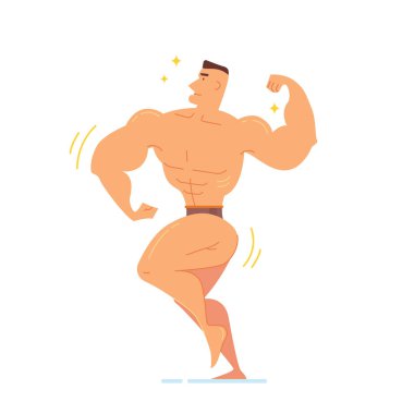 Vektör karakter tasarım kavramı üzerinde beyaz izole spor fitness yaparken vücut geliştirmeci