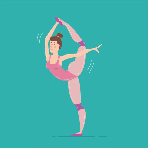 Kleur Cartoon Stijl Vectorillustratie Van Gir Doen Sport Gymnastische Opleiding — Stockvector