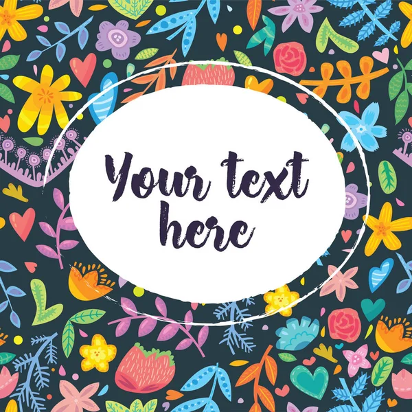 Concept Print Card Design Text Box Vector Cute Flower Seamless — Stock Vector