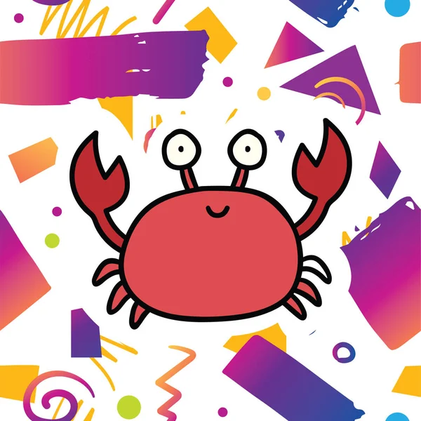 Design Prind Carte Mode Avec Animal Crabe Mignon Sur Modèle — Image vectorielle