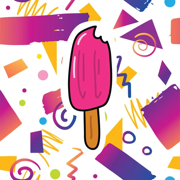 Trendy Card Prind Design Juicy Tasty Sweet Popsicle Hipster Memphis — Stock Vector