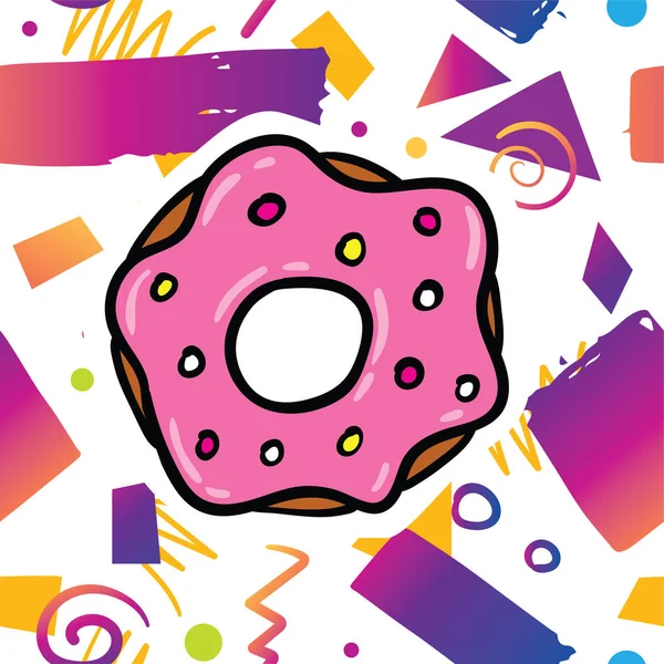 Trendy Card Prind Design Mit Leckeren Süßen Rosa Donut Auf — Stockvektor