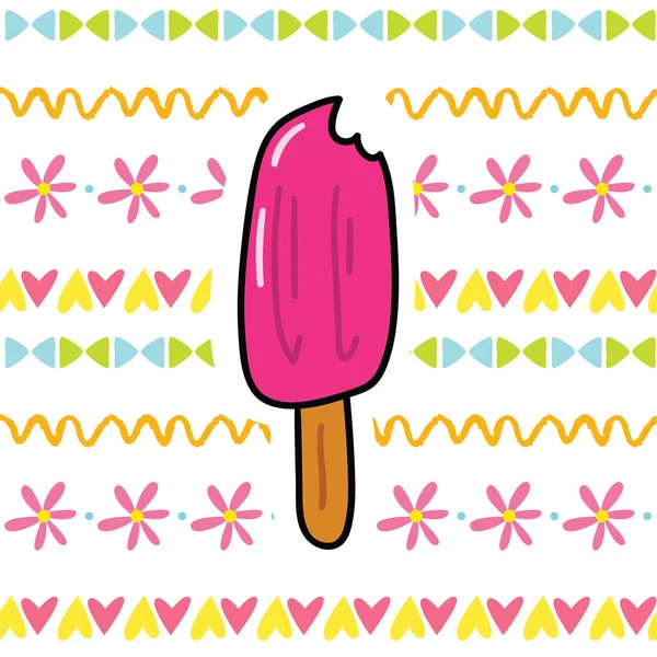 Mignon Dessin Animé Enfants Vectoriel Illustration Avec Savoureux Juteux Popsicle — Image vectorielle