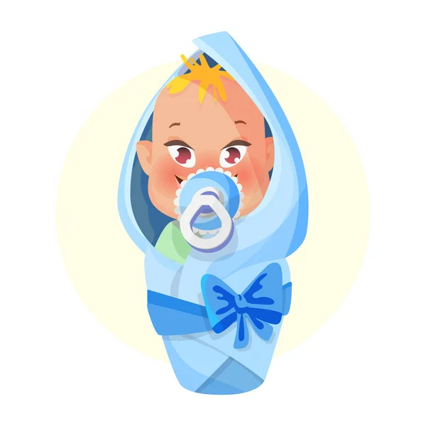 Bebé con chupete. Niña recién nacida. Ilustración vectorial — Vector de stock