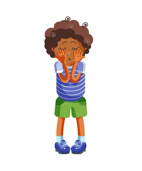 Sad Boy Alone Standing Character Child Isolated Vector Illustration Cartoon — Stock Vector